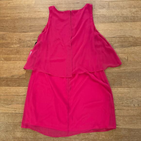 NWT Vince Camuto hot pink sleeveless chiffon caped mini shift dress size 12 b8 - Picture 4 of 4